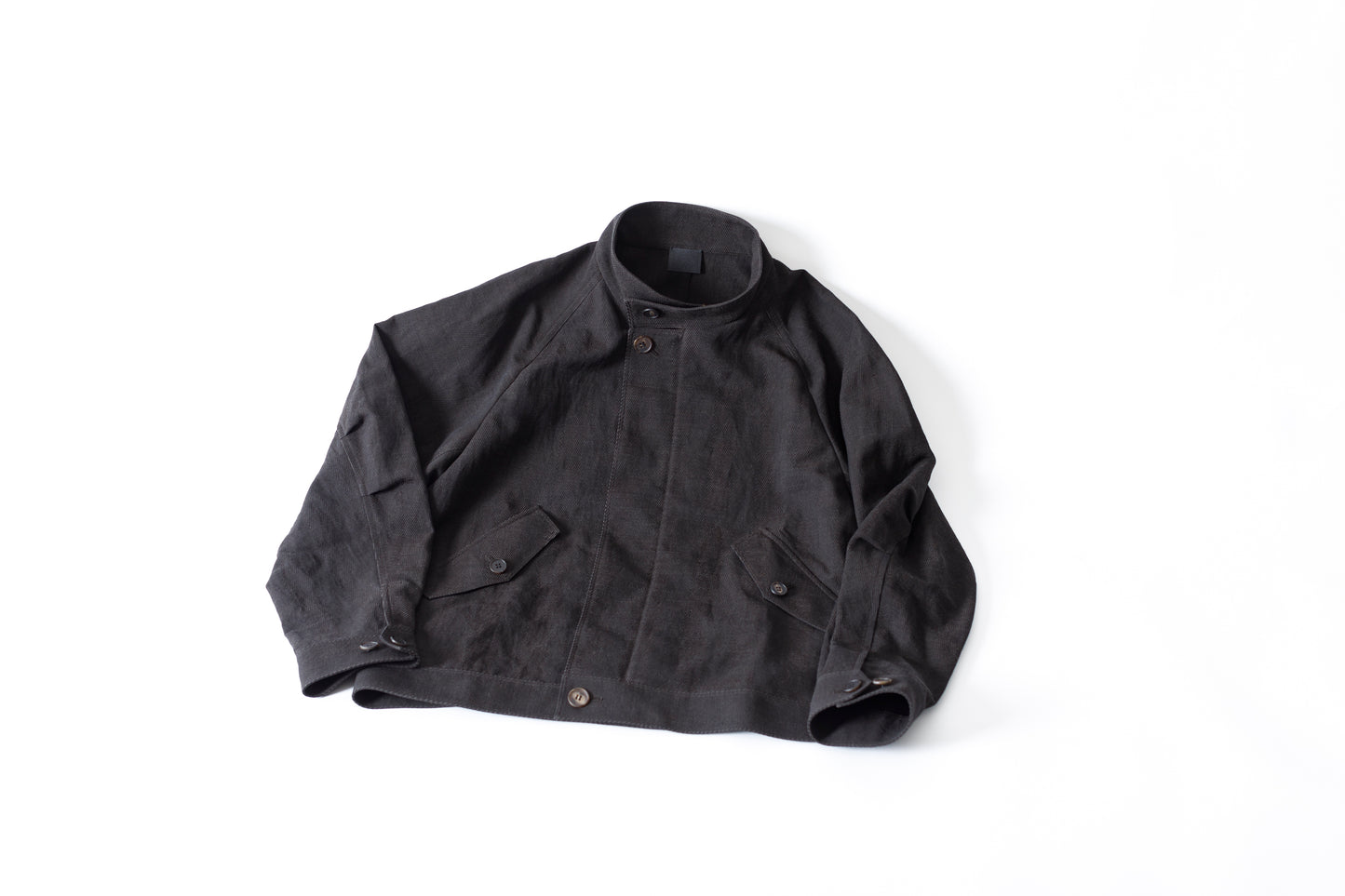 山内 / 26122-doro / 泥染ウールリネンヘリンボーン・セミダブルジップジャケット -doro サイズ4