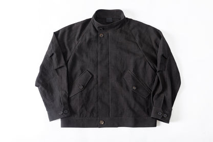 山内 / 26122-doro / 泥染ウールリネンヘリンボーン・セミダブルジップジャケット -doro サイズ4