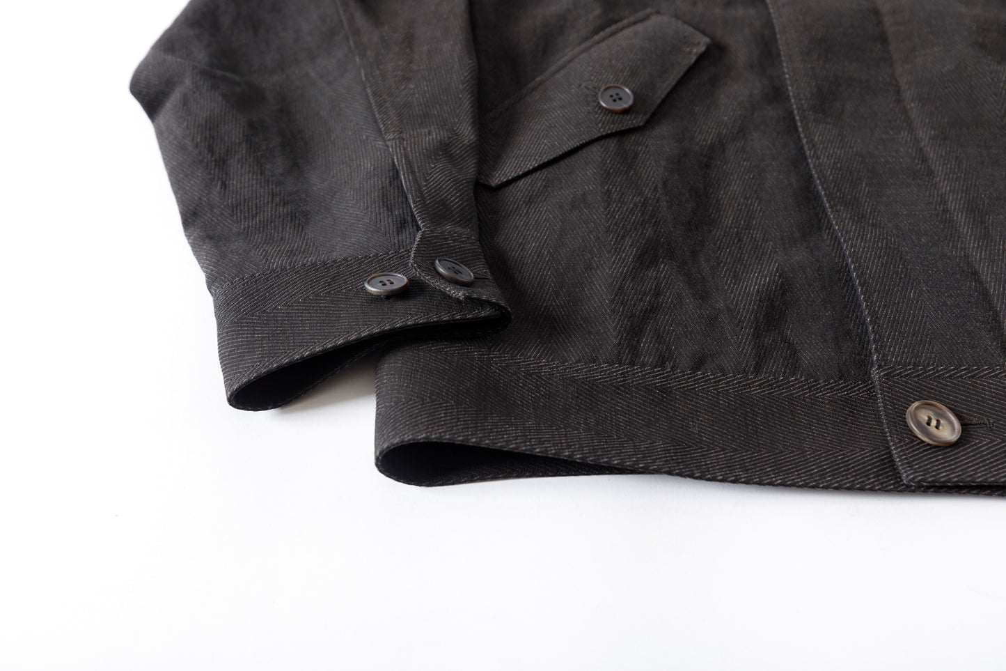 山内 / 26122-doro / 泥染ウールリネンヘリンボーン・セミダブルジップジャケット -doro サイズ4