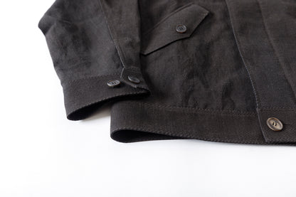 山内 / 26122-doro / 泥染ウールリネンヘリンボーン・セミダブルジップジャケット -doro サイズ4