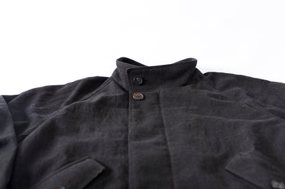 山内 / 26122-doro / 泥染ウールリネンヘリンボーン・セミダブルジップジャケット -doro サイズ4