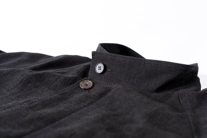 山内 / 26122-doro / 泥染ウールリネンヘリンボーン・セミダブルジップジャケット -doro サイズ4