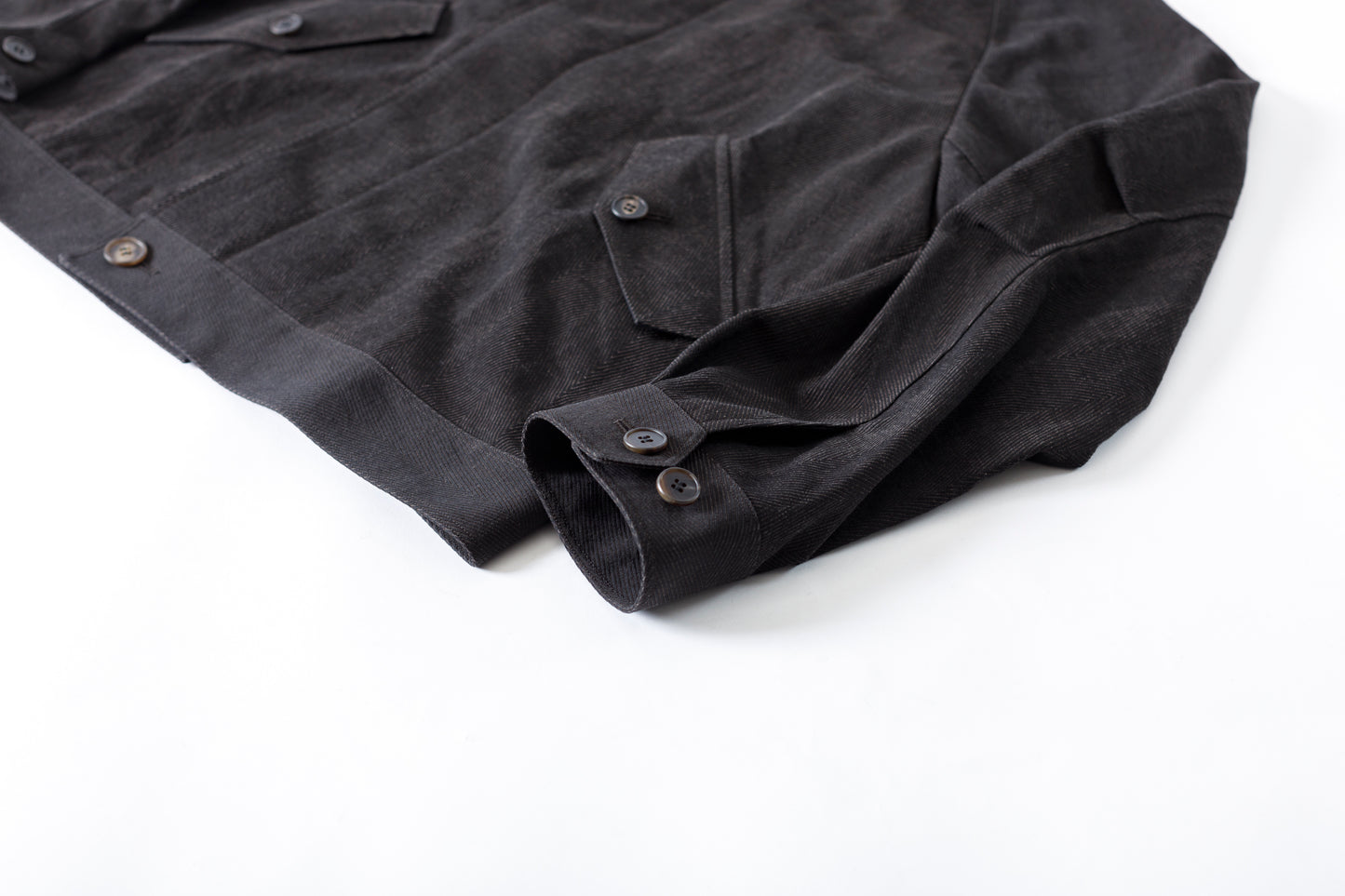 山内 / 26122-doro / 泥染ウールリネンヘリンボーン・セミダブルジップジャケット -doro サイズ4