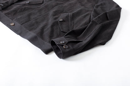 山内 / 26122-doro / 泥染ウールリネンヘリンボーン・セミダブルジップジャケット -doro サイズ4