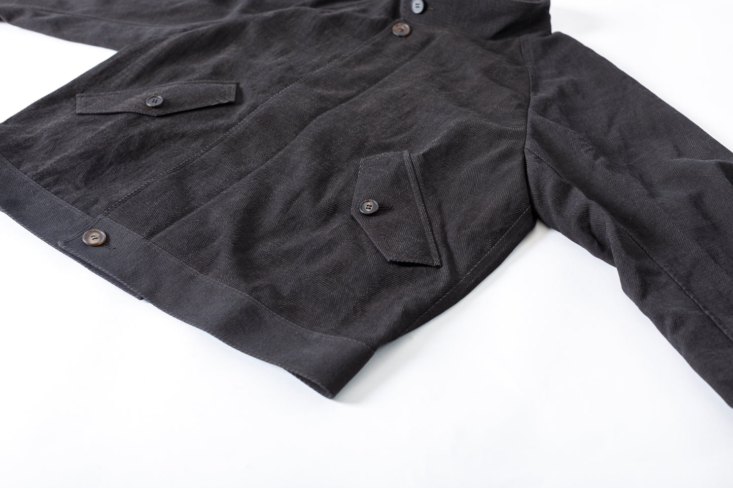 山内 / 26122-doro / 泥染ウールリネンヘリンボーン・セミダブルジップジャケット -doro サイズ4