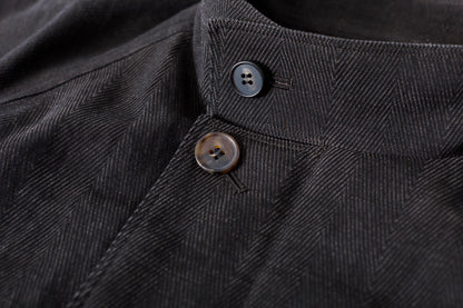 山内 / 26122-doro / 泥染ウールリネンヘリンボーン・セミダブルジップジャケット -doro サイズ4