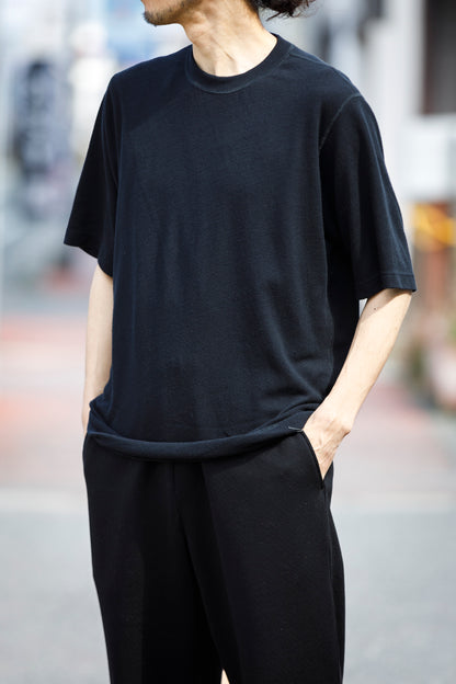 山内 / 26155/1/17強撚シルクヘビー天竺・ショートスリーブTシャツ - Black