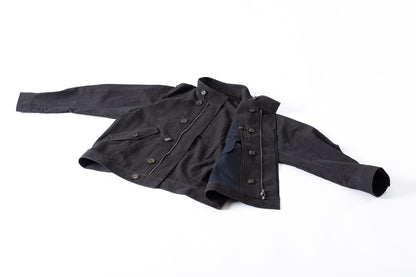 山内 / 26122-doro / 泥染ウールリネンヘリンボーン・セミダブルジップジャケット -doro サイズ4