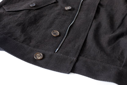 山内 / 26122-doro / 泥染ウールリネンヘリンボーン・セミダブルジップジャケット -doro サイズ4