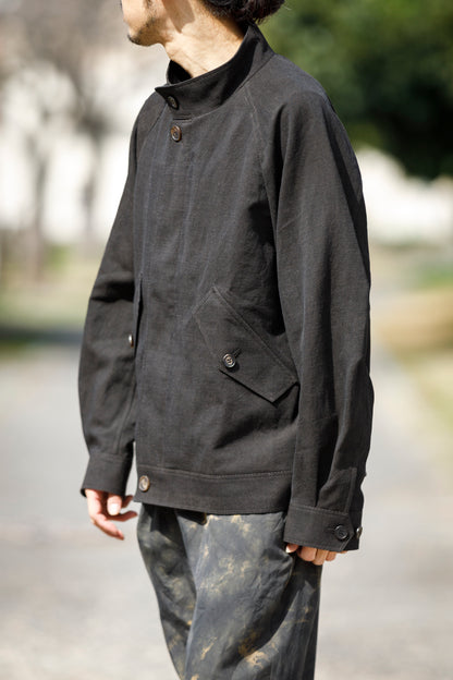 山内 / 26122-doro / 泥染ウールリネンヘリンボーン・セミダブルジップジャケット -doro サイズ4