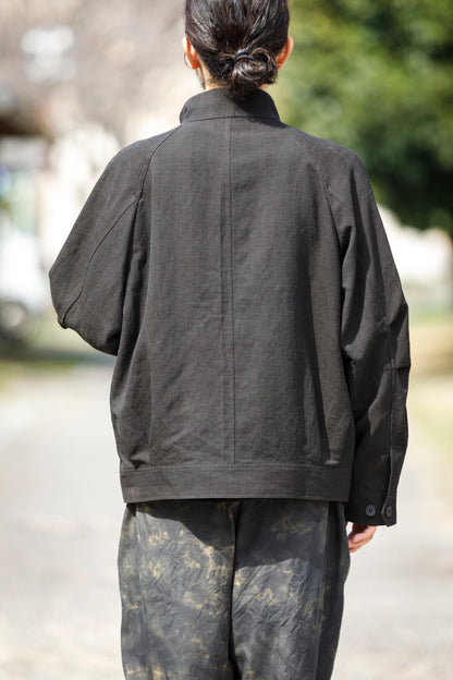 山内 / 26122-doro / 泥染ウールリネンヘリンボーン・セミダブルジップジャケット -doro サイズ4