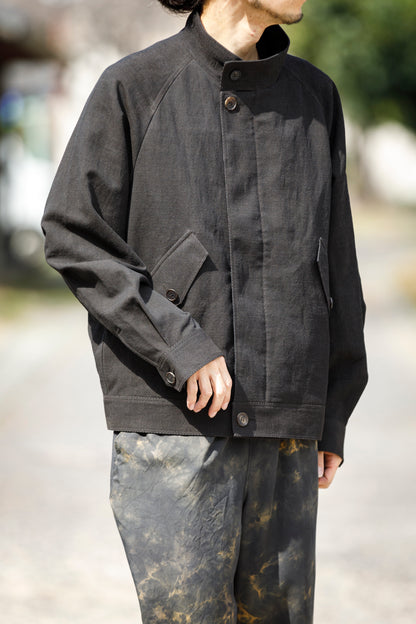 山内 / 26122-doro / 泥染ウールリネンヘリンボーン・セミダブルジップジャケット -doro サイズ4