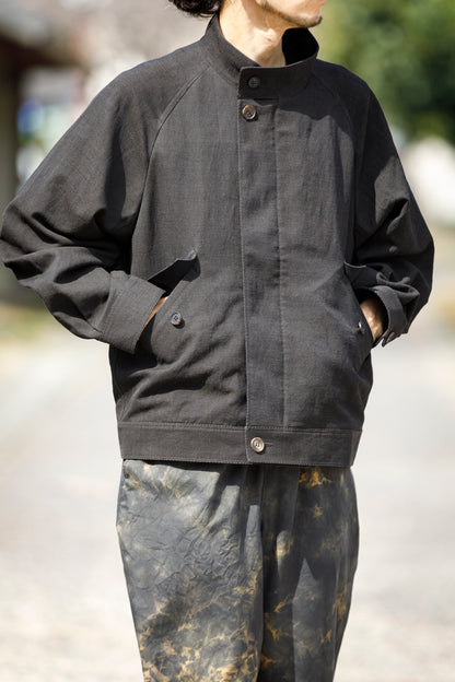 山内 / 26122-doro / 泥染ウールリネンヘリンボーン・セミダブルジップジャケット -doro サイズ4
