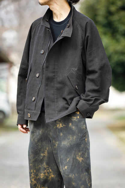 山内 / 26122-doro / 泥染ウールリネンヘリンボーン・セミダブルジップジャケット -doro サイズ4