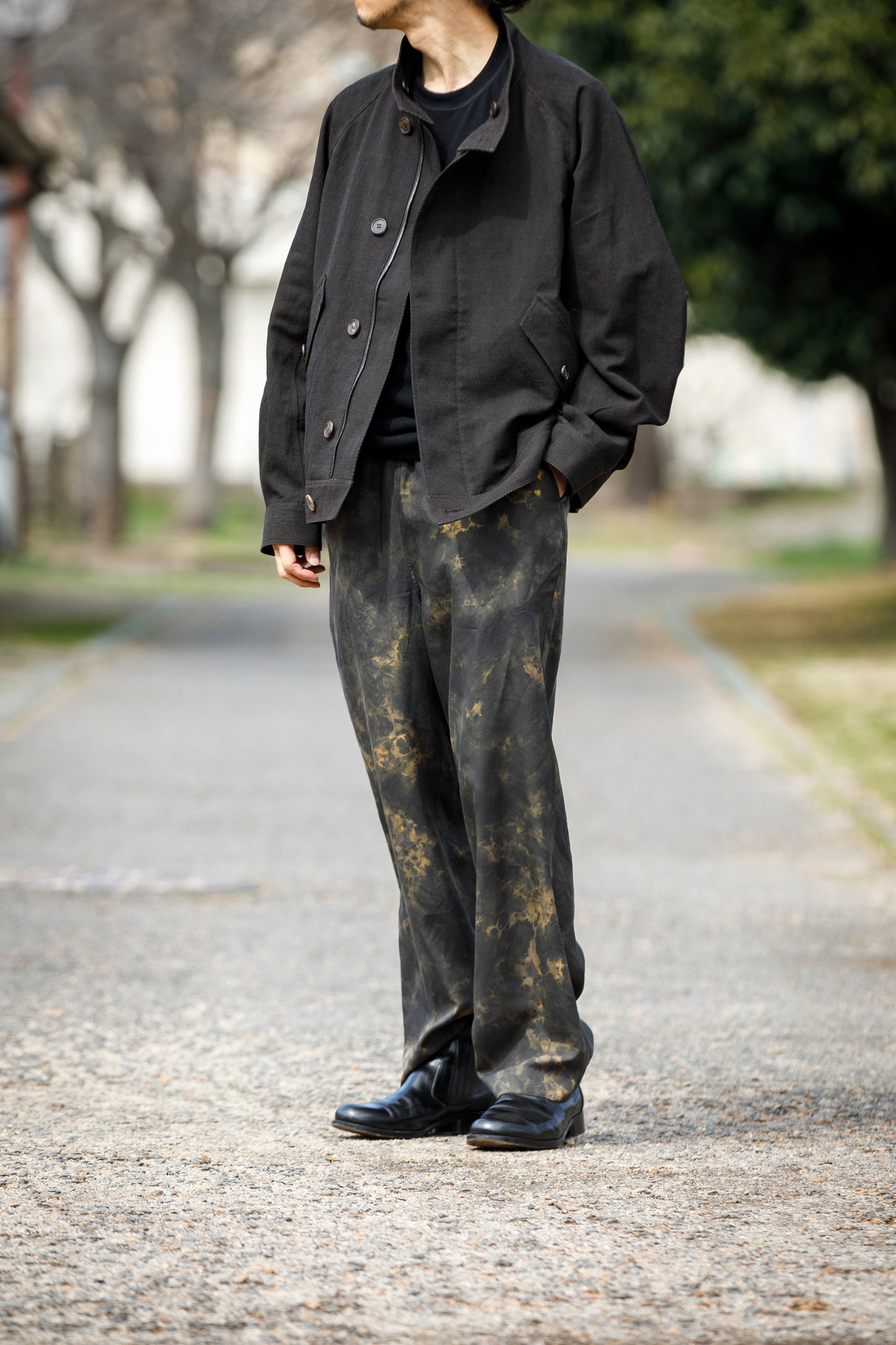 山内 / 26122-doro / 泥染ウールリネンヘリンボーン・セミダブルジップジャケット -doro サイズ4