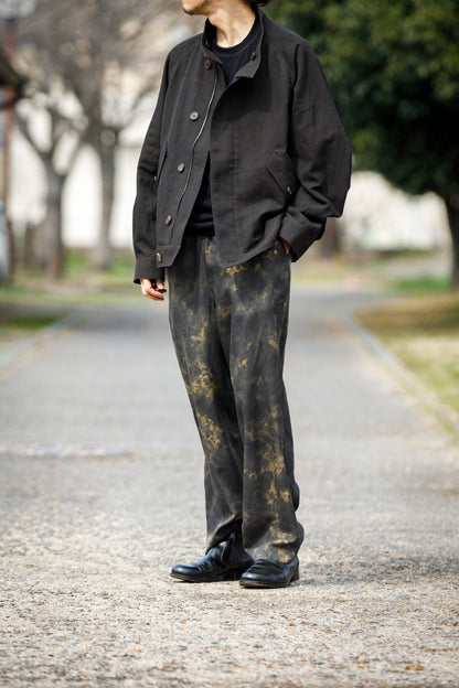 山内 / 26122-doro / 泥染ウールリネンヘリンボーン・セミダブルジップジャケット -doro サイズ4