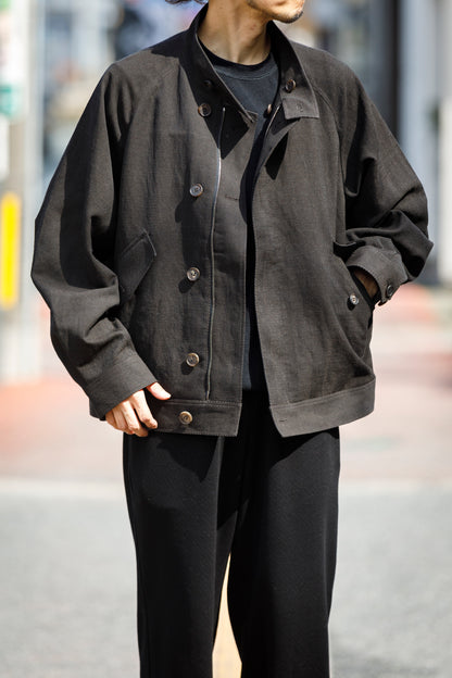 山内 / 26122-doro / 泥染ウールリネンヘリンボーン・セミダブルジップジャケット -doro サイズ4