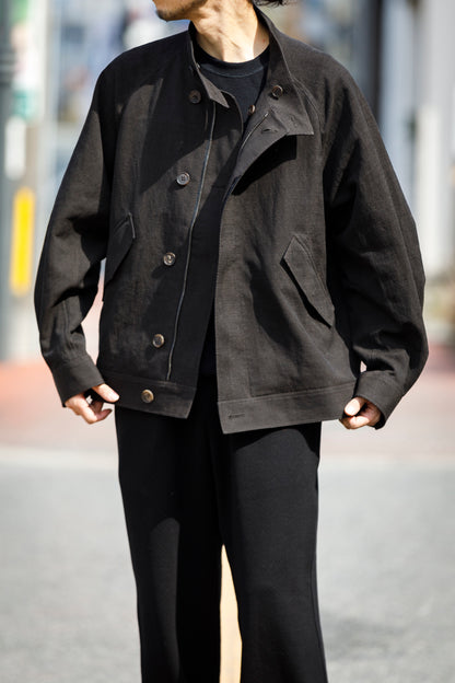 山内 / 26122-doro / 泥染ウールリネンヘリンボーン・セミダブルジップジャケット -doro サイズ4