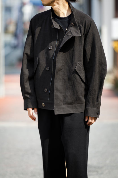 山内 / 26122-doro / 泥染ウールリネンヘリンボーン・セミダブルジップジャケット -doro サイズ4