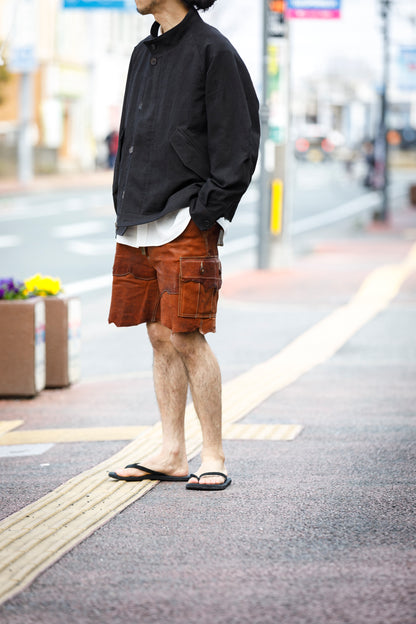 山内 / 26122-doro / 泥染ウールリネンヘリンボーン・セミダブルジップジャケット -doro サイズ4