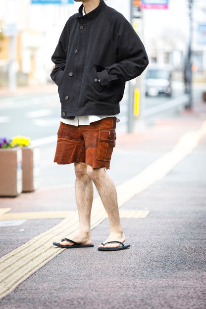 山内 / 26122-doro / 泥染ウールリネンヘリンボーン・セミダブルジップジャケット -doro サイズ4