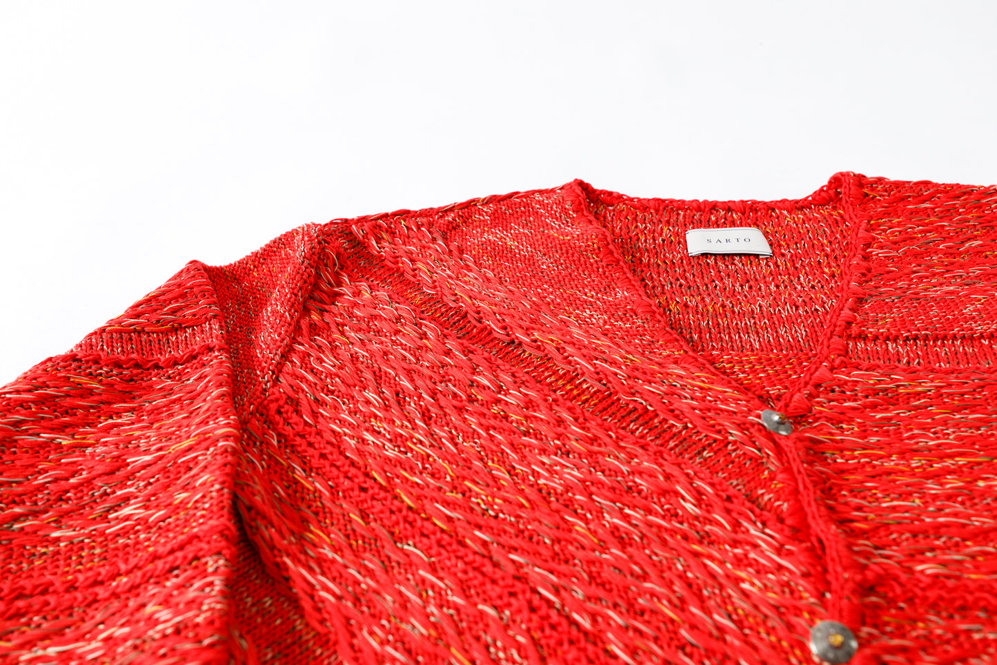 SARTO / 261-22003 MACHINE × HAND KNIT CARDIGAN - V.Red