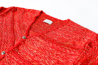 SARTO / 261-22003 MACHINE × HAND KNIT CARDIGAN - V.Red