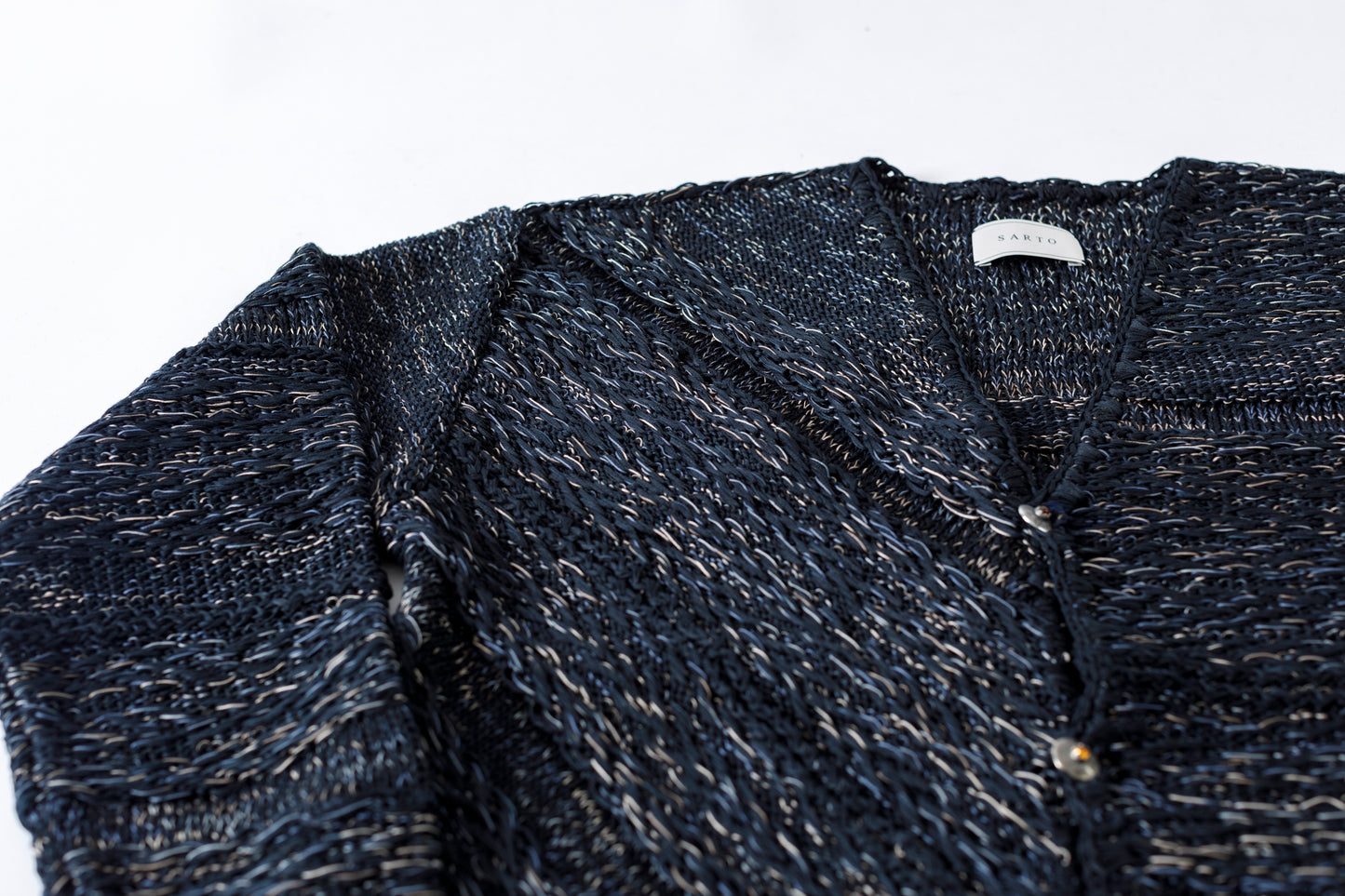 SARTO / 261-22003 MACHINE × HAND KNIT CARDIGAN - Black
