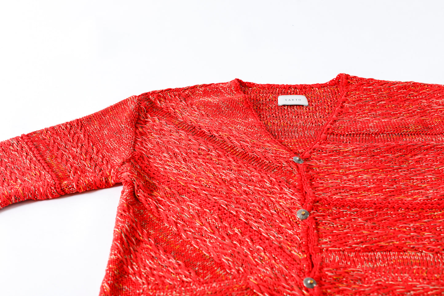 SARTO / 261-22003 MACHINE × HAND KNIT CARDIGAN - V.Red