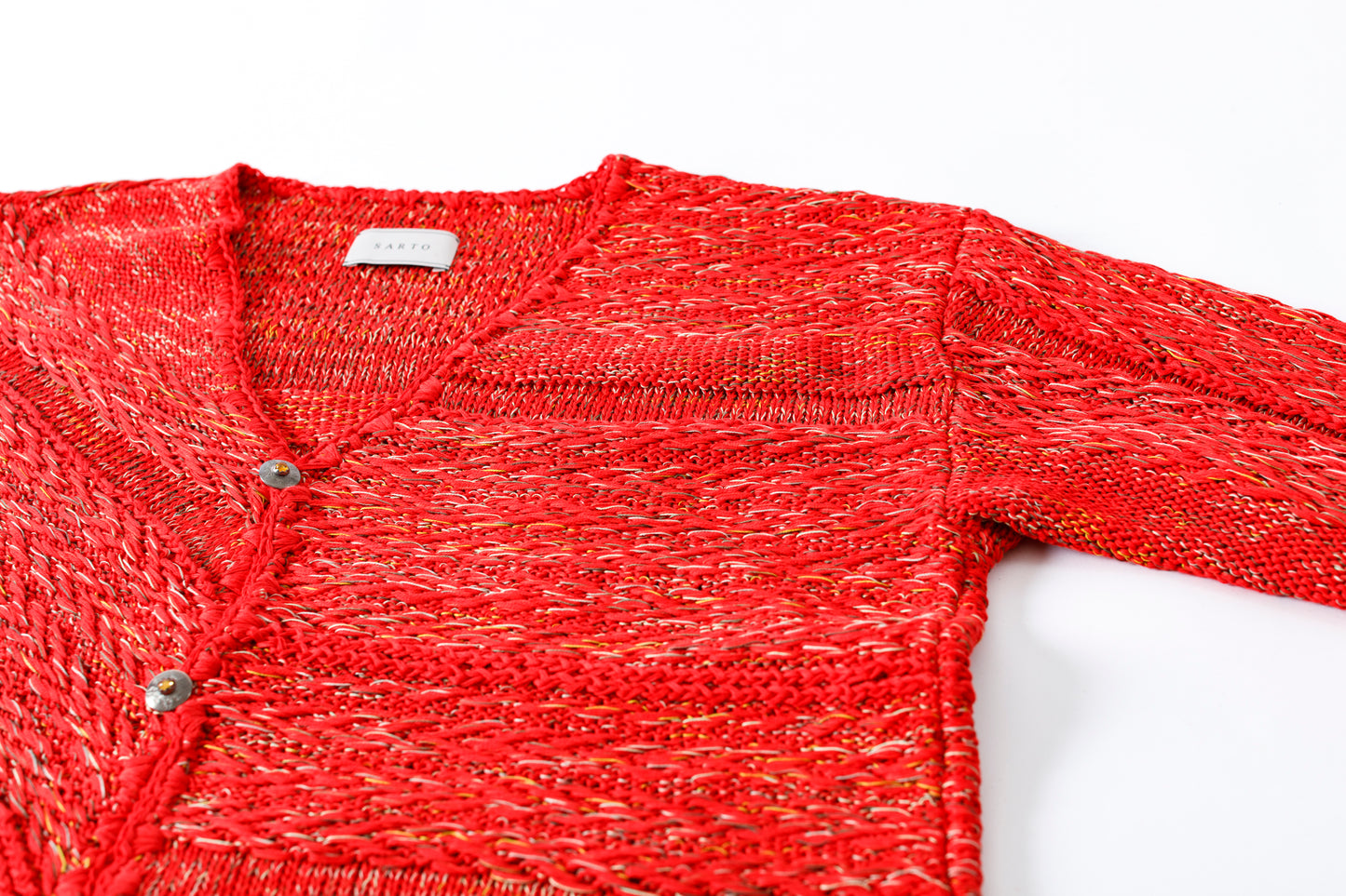 SARTO / 261-22003 MACHINE × HAND KNIT CARDIGAN - V.Red