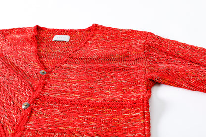 SARTO / 261-22003 MACHINE × HAND KNIT CARDIGAN - V.Red