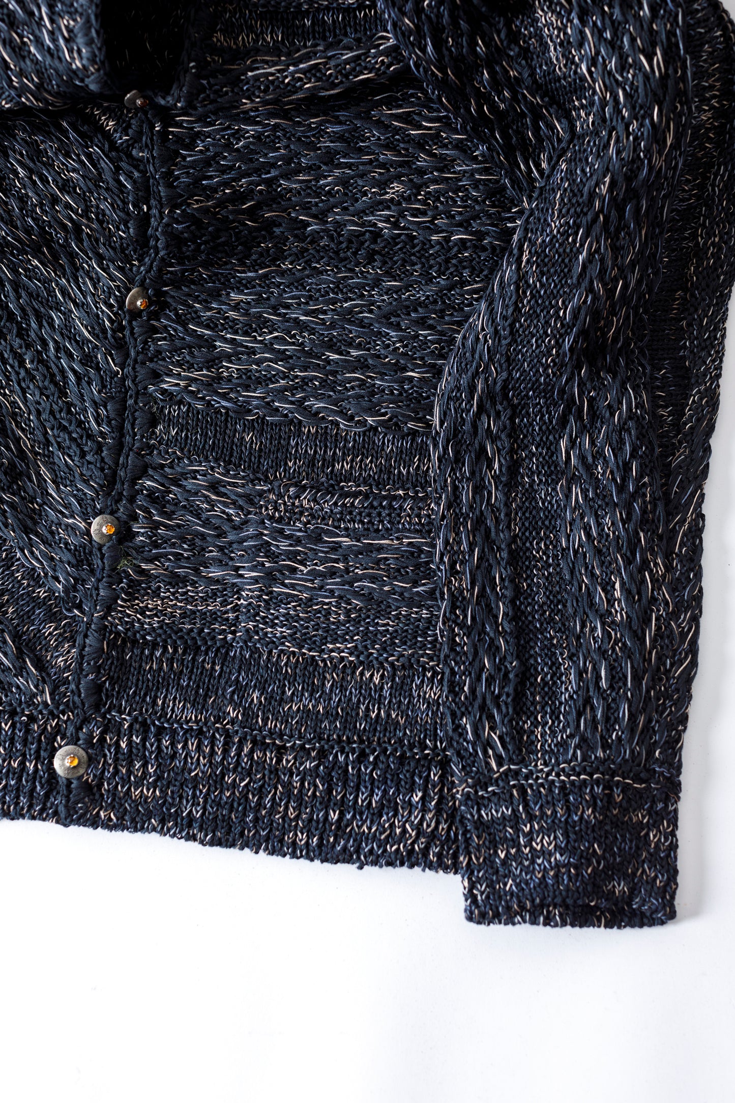 SARTO / 261-22003 MACHINE × HAND KNIT CARDIGAN - Black