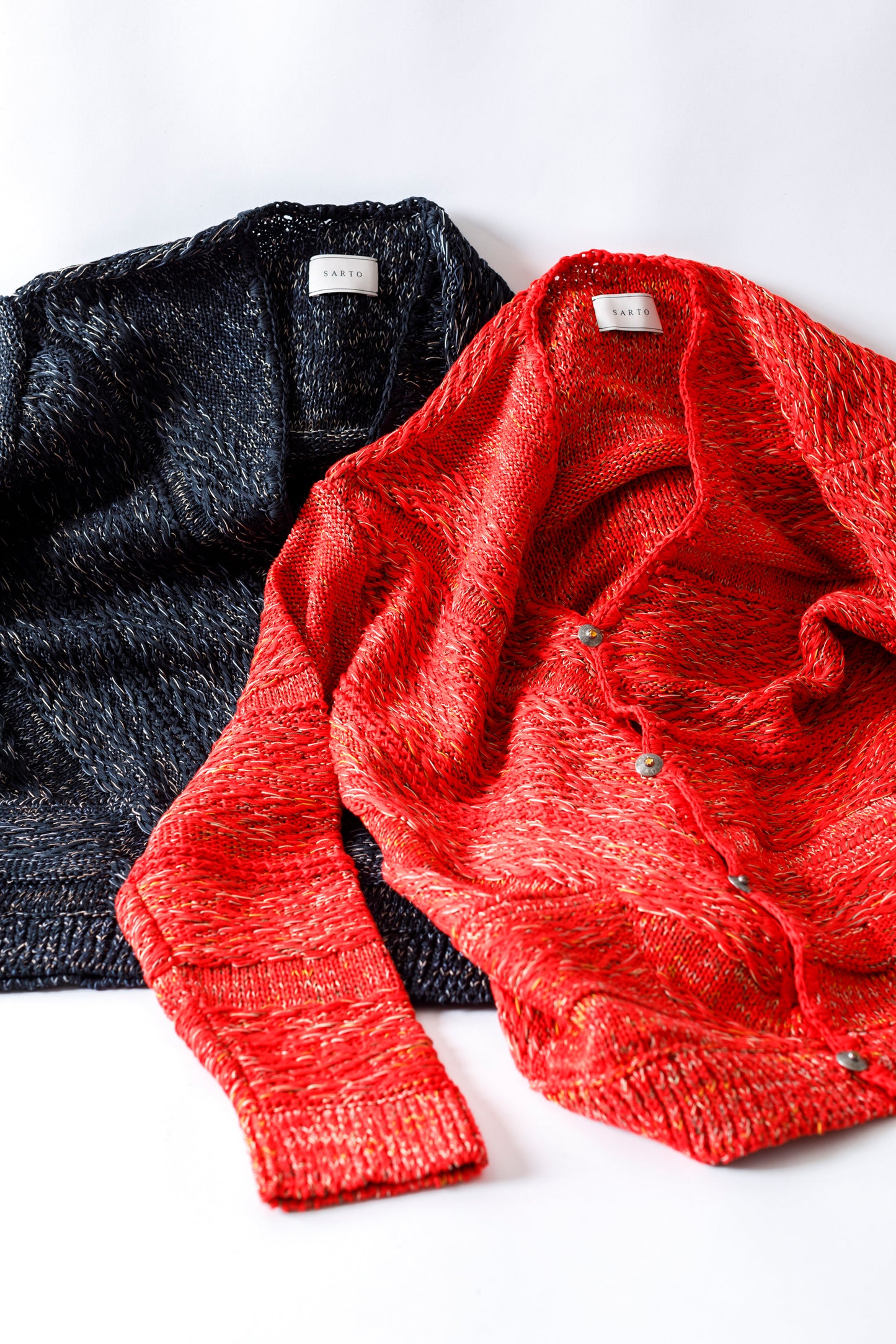 SARTO / 261-22003 MACHINE × HAND KNIT CARDIGAN - V.Red