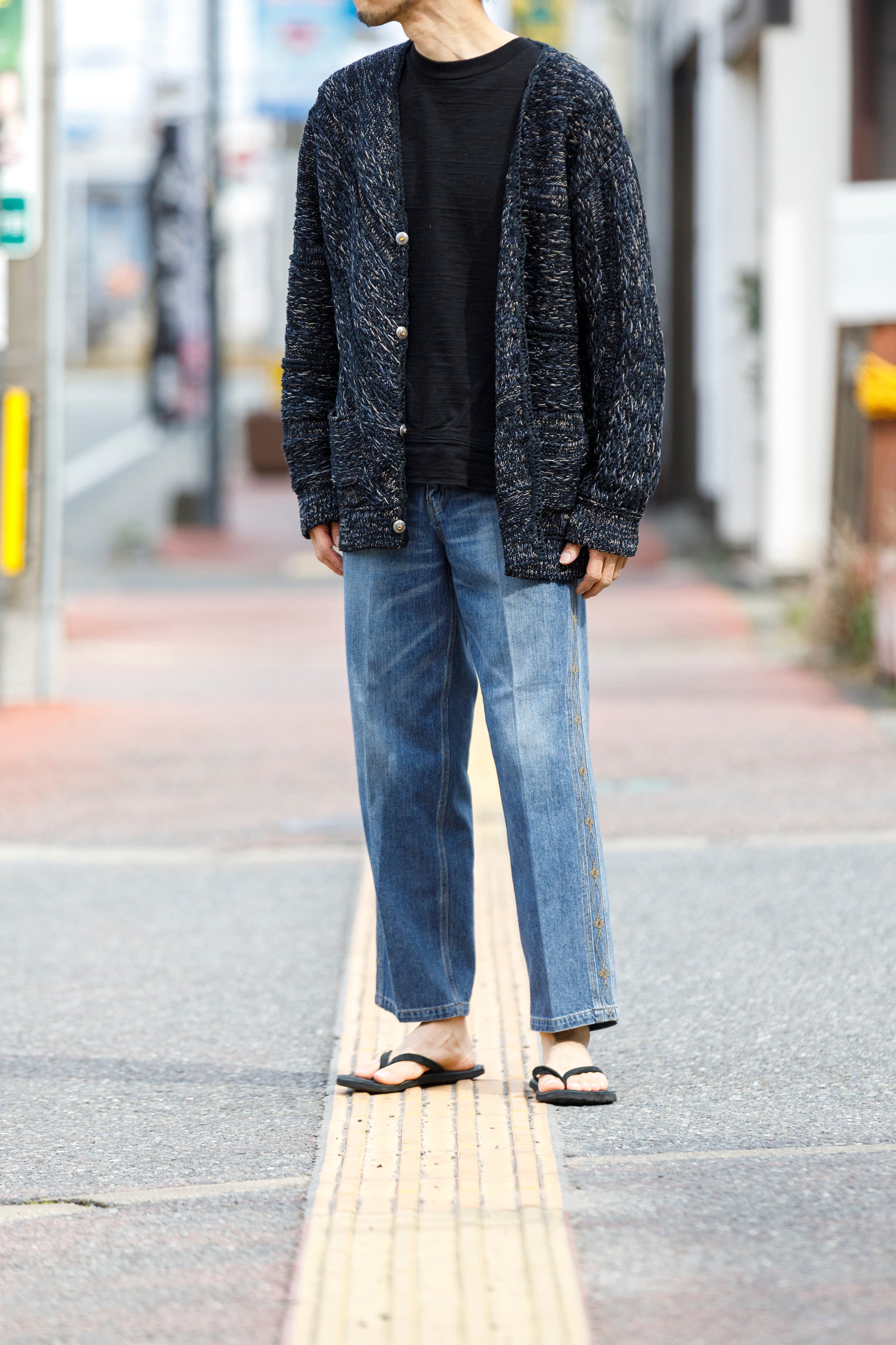 SARTO / 261-22003 MACHINE × HAND KNIT CARDIGAN - Black – reggio