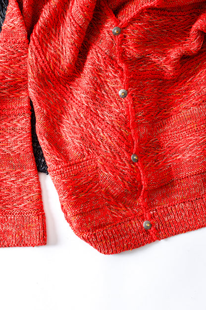 SARTO / 261-22003 MACHINE × HAND KNIT CARDIGAN - V.Red