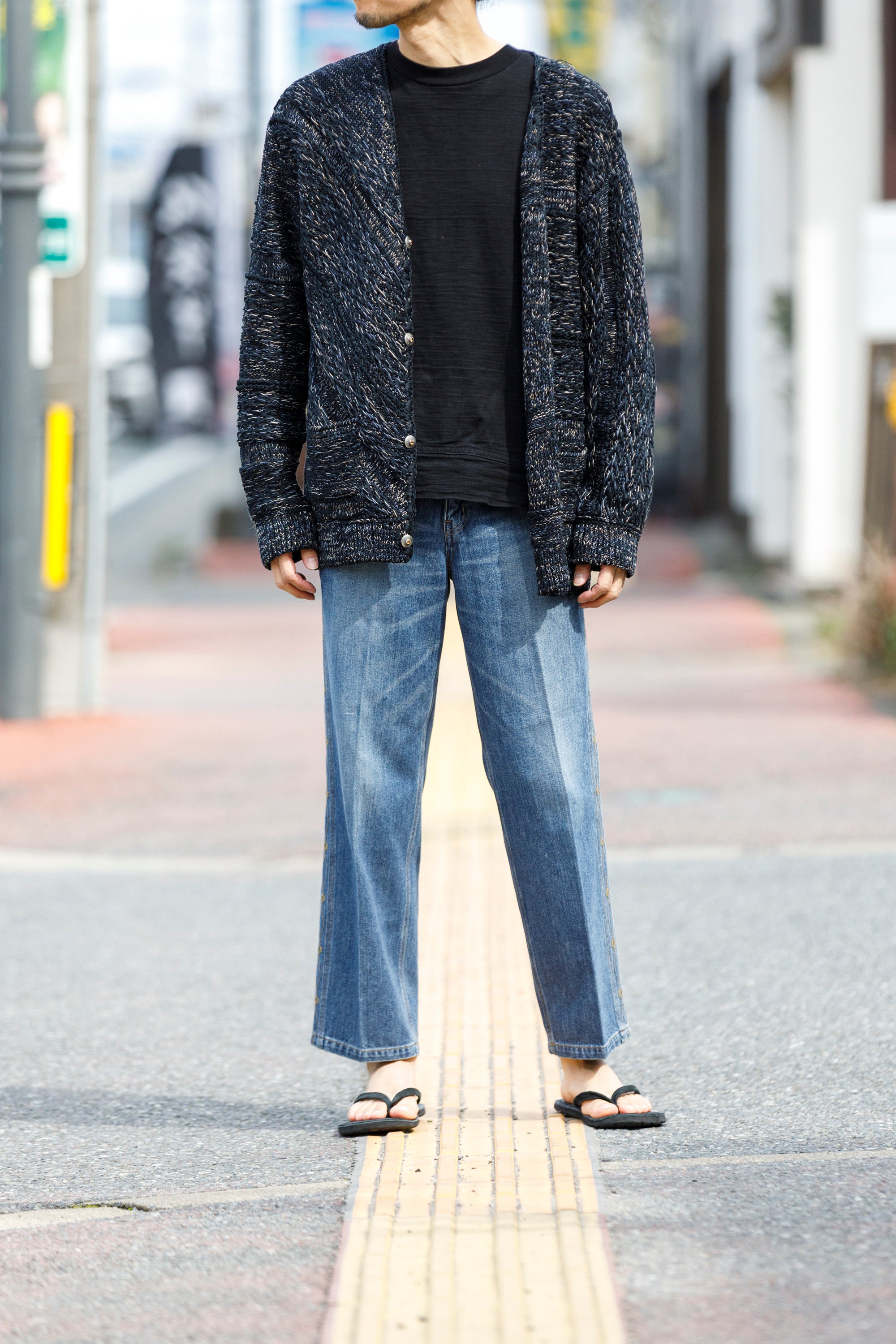 SARTO / 261-22003 MACHINE × HAND KNIT CARDIGAN - Black – reggio