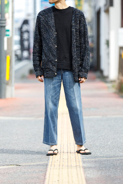 SARTO / 261-22003 MACHINE × HAND KNIT CARDIGAN - Black