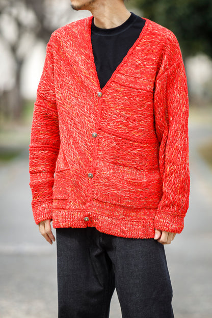 SARTO / 261-22003 MACHINE × HAND KNIT CARDIGAN - V.Red