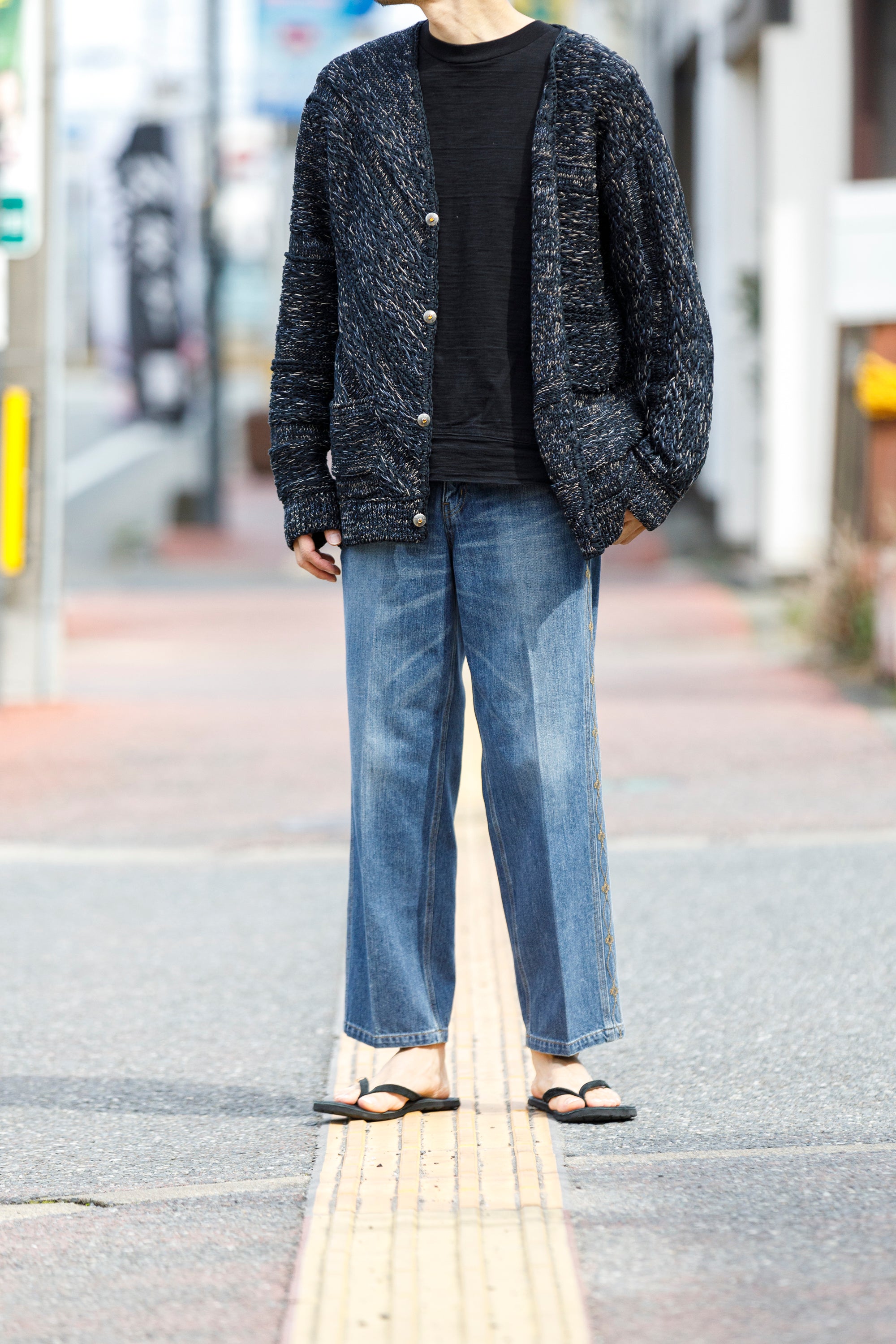 SARTO / 261-22003 MACHINE × HAND KNIT CARDIGAN - Black – reggio