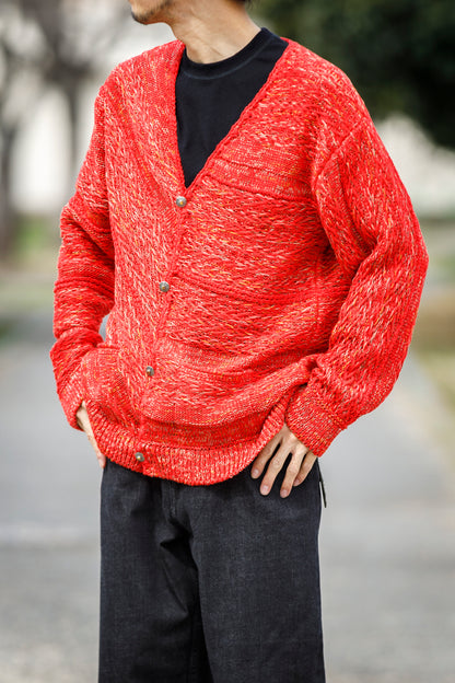 SARTO / 261-22003 MACHINE × HAND KNIT CARDIGAN - V.Red