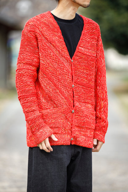 SARTO / 261-22003 MACHINE × HAND KNIT CARDIGAN - V.Red