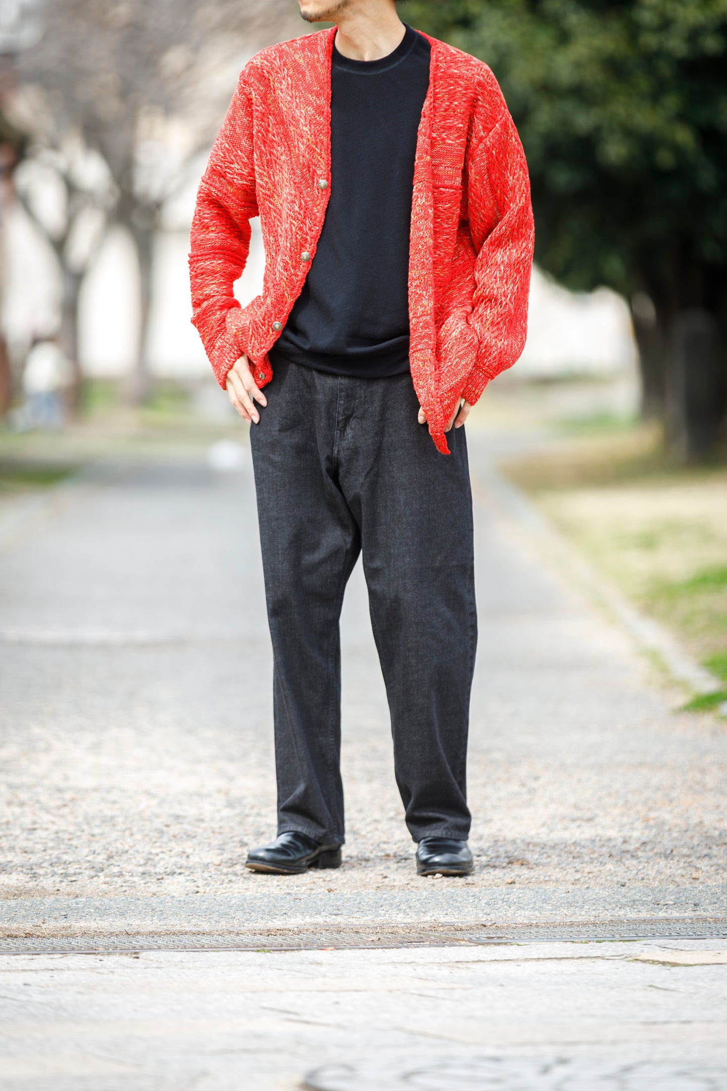 SARTO / 261-22003 MACHINE × HAND KNIT CARDIGAN - V.Red
