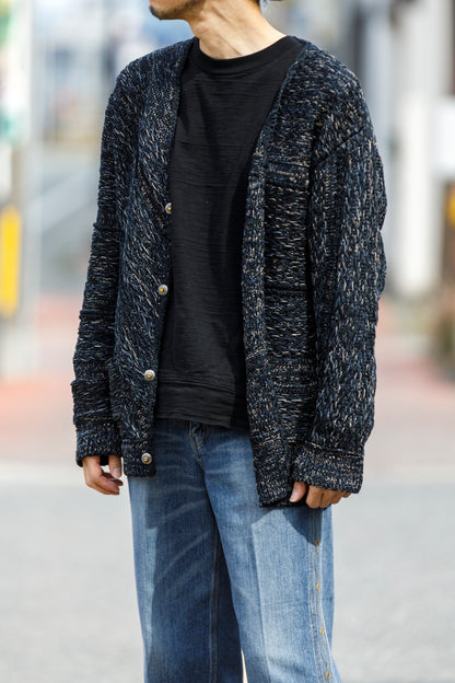 SARTO / 261-22003 MACHINE × HAND KNIT CARDIGAN - Black