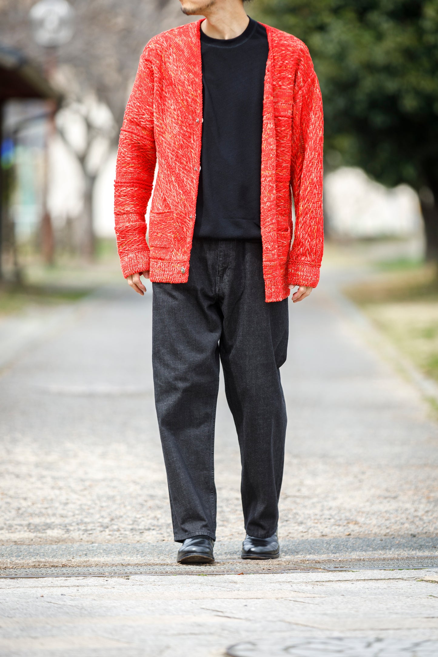 SARTO / 261-22003 MACHINE × HAND KNIT CARDIGAN - V.Red