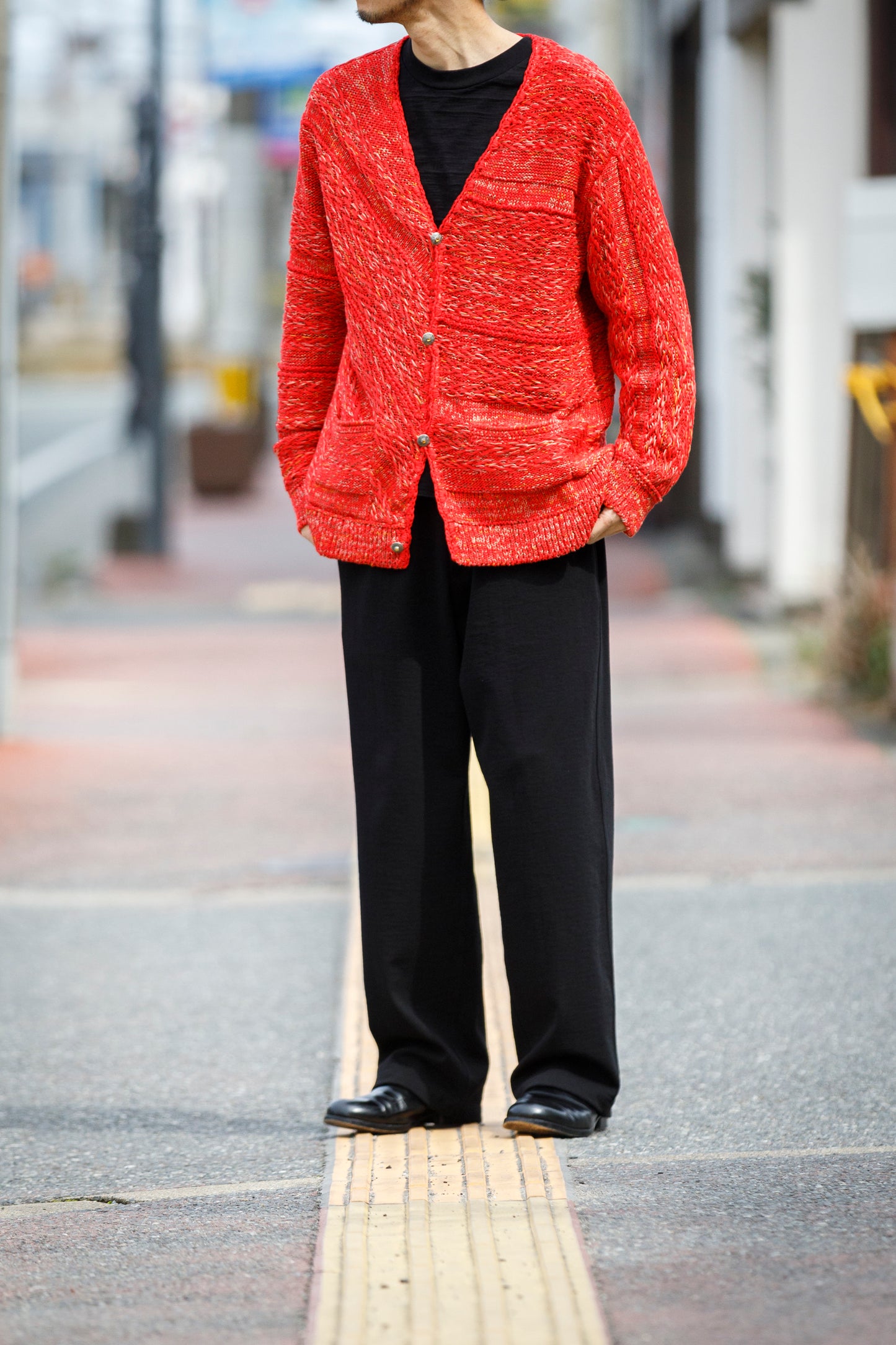 SARTO / 261-22003 MACHINE × HAND KNIT CARDIGAN - V.Red
