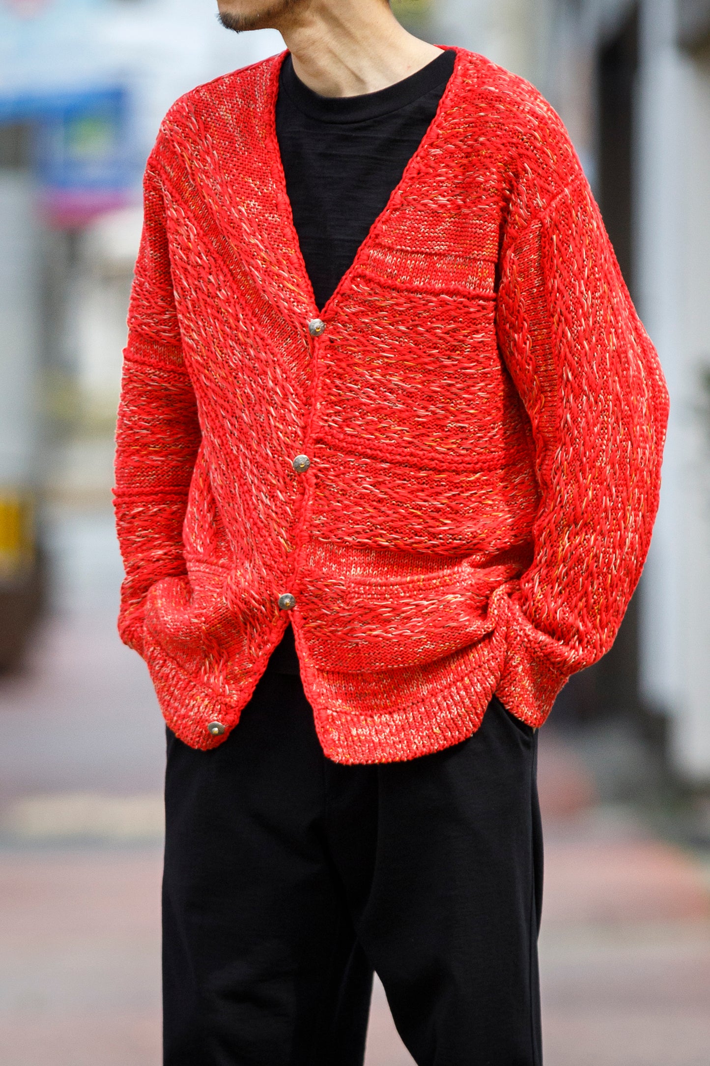 SARTO / 261-22003 MACHINE × HAND KNIT CARDIGAN - V.Red
