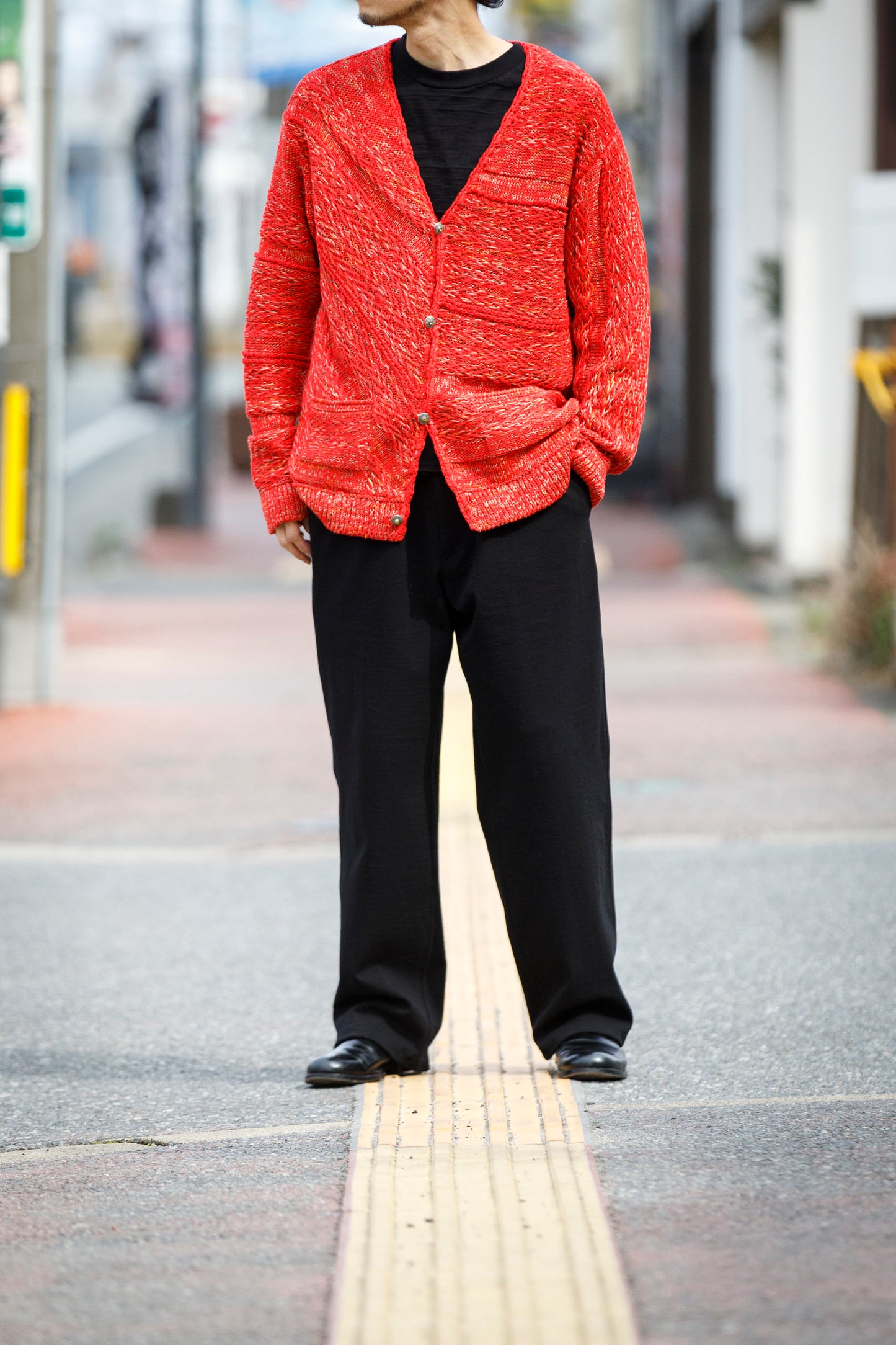 SARTO / 261-22003 MACHINE × HAND KNIT CARDIGAN - V.Red