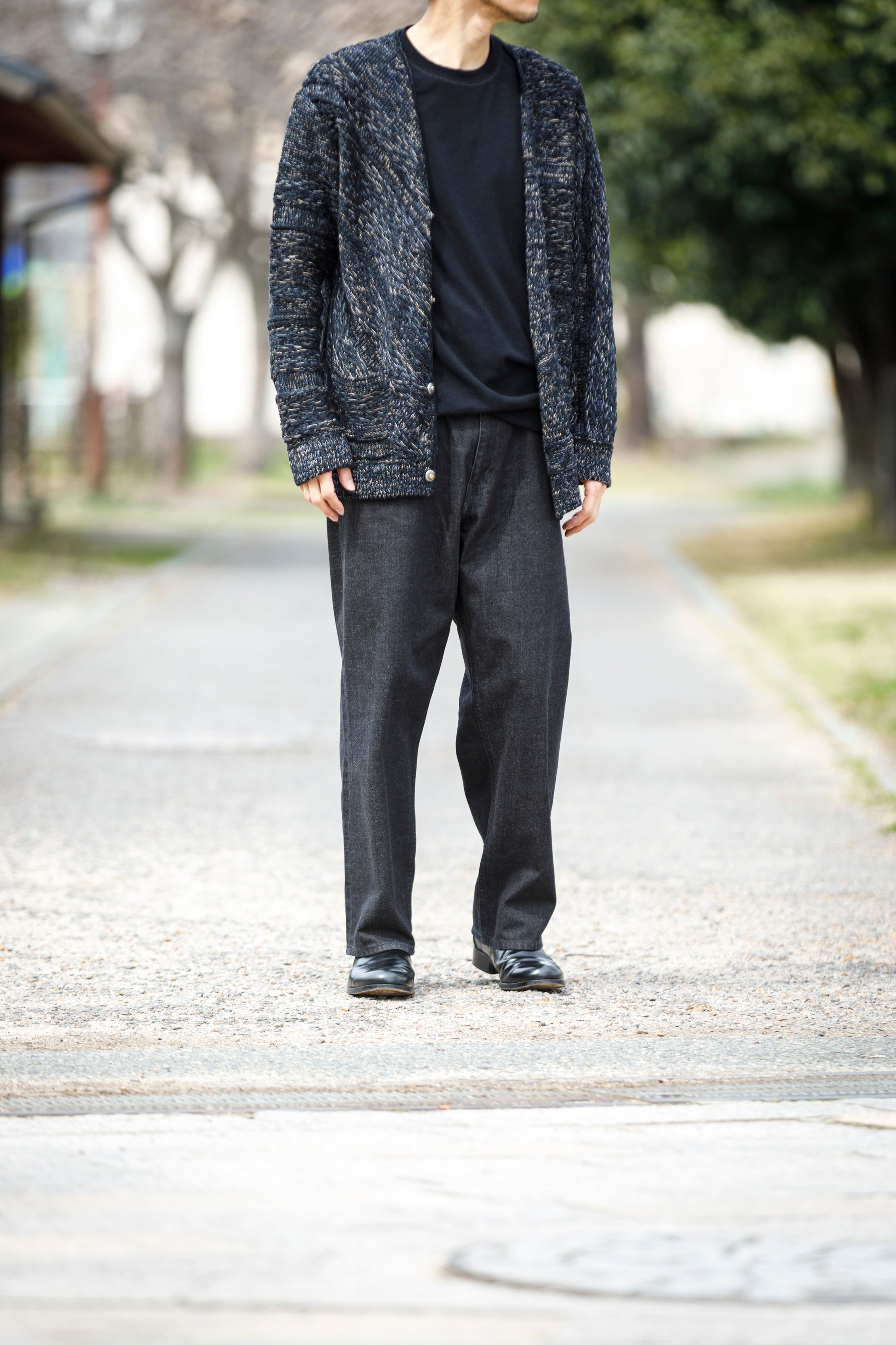 SARTO / 261-22003 MACHINE × HAND KNIT CARDIGAN - Black – reggio