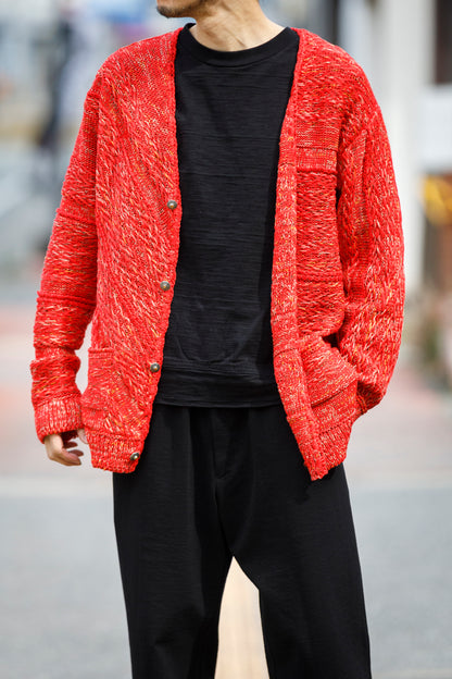 SARTO / 261-22003 MACHINE × HAND KNIT CARDIGAN - V.Red