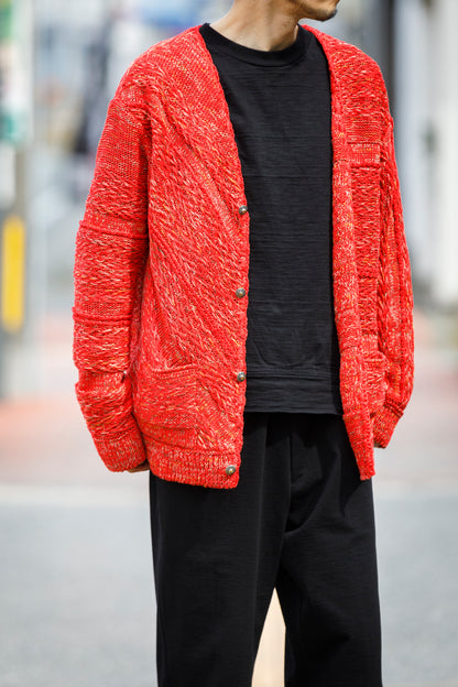 SARTO / 261-22003 MACHINE × HAND KNIT CARDIGAN - V.Red